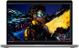 Ein farbiges Bild zeigt die hohe Auflösung, die Helligkeit und den Kontrast des Liquid Retina XDR Displays